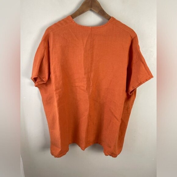 Bryn Walker orange 100% linen oversized boxy Lagenlook tunic Baxter shirt XS - Picture 3 of 11